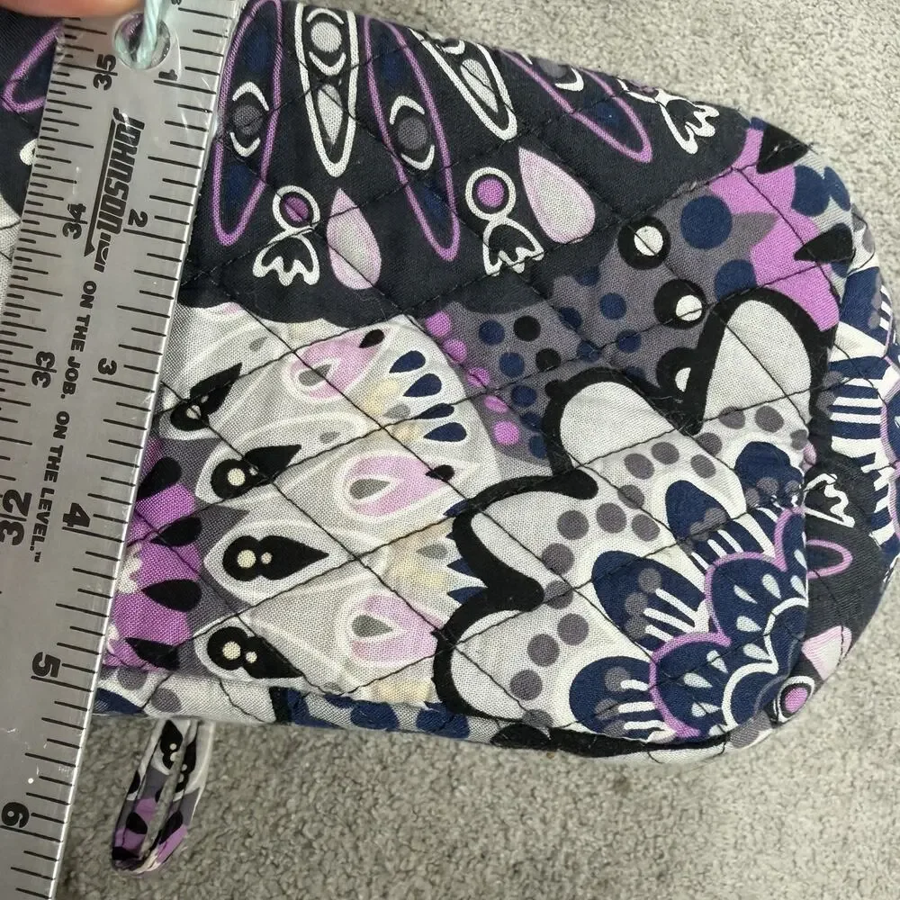 Vera Bradley Small Quilted Backpack Purple Navy Floral Drawstring Flap Bag Boho